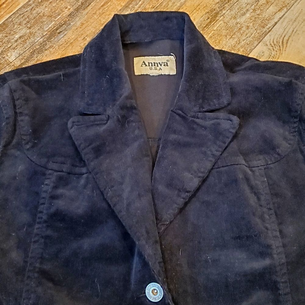 🔹️Annva Jeans USA Black Corduroy Buttoned Front Blazer Jacket XLarge - Picture 3 of 9